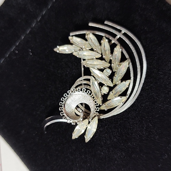 Vintage EMBY Sterling Silver Rhinestone Brooch Pin 1950's - Picture 11 of 11